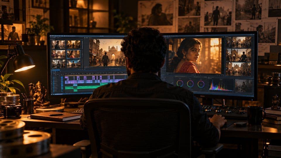 Illustrative film editing workstation