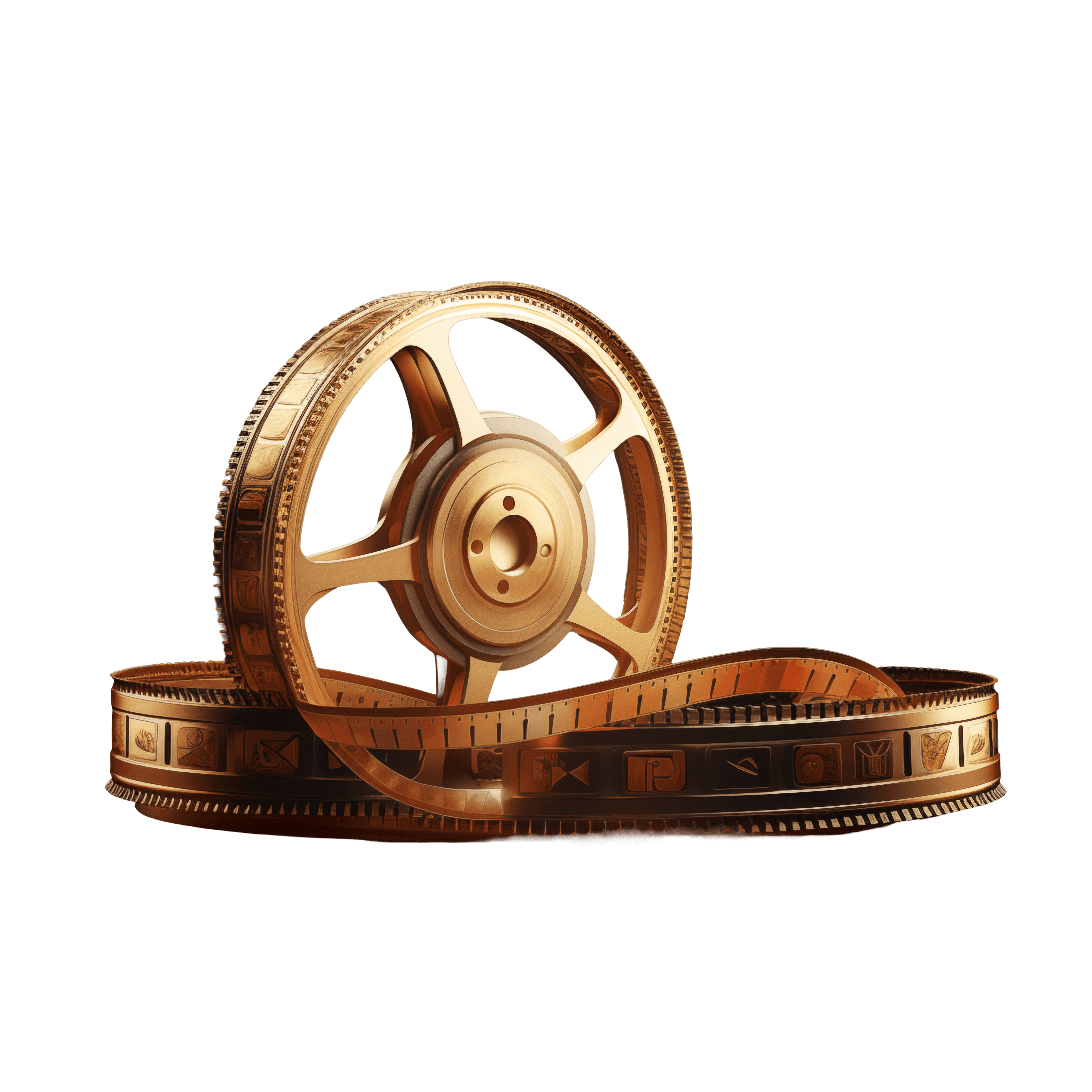 A gold film reel and strip